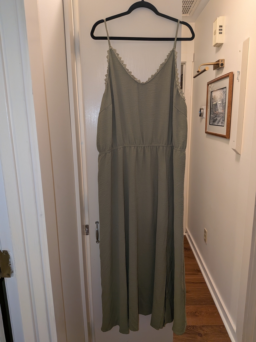 SHEIN Sage Green Lace Trim Slip Maxi Dress 3XL